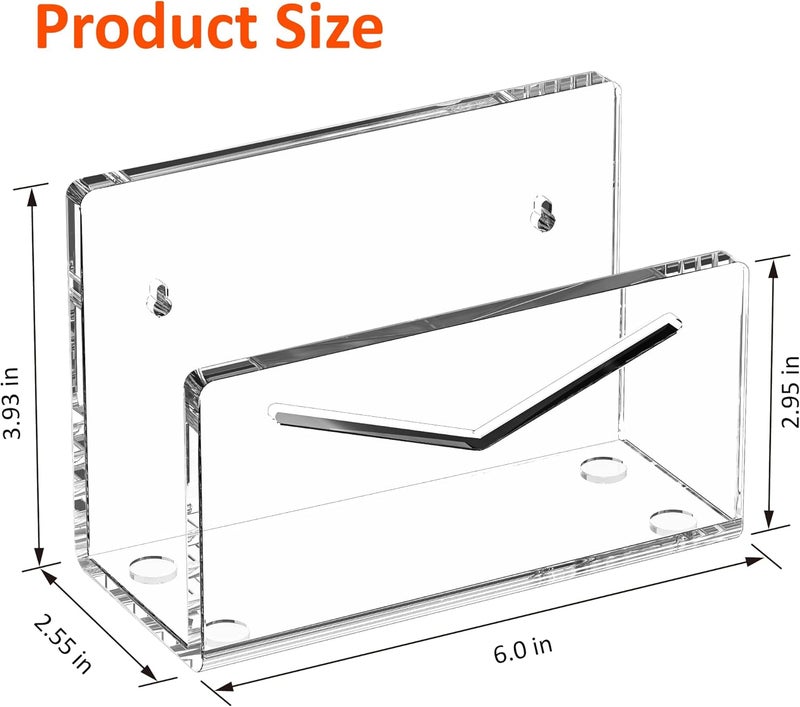 FUCDTEFC Acrylic Mail Holder, Mail Organizer Wall Mounted Clear File Letter Organizer, Vertical Envelope Mail Holder for Desk, Lightweight Countertop Bill Sorter Invoice Stand for Home Office School - Image 2